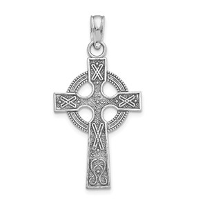 14k White Gold Celtic Cross Pendant