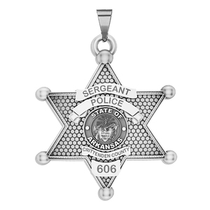 Personalized 6 Point Star Arkansas Sheriff Badge with Rank  Number   Dept 