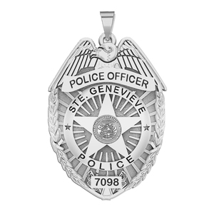 Personalized St Geneveive Missouri Police Badge with Your Rank and Number