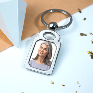 Memorial Stainless Steel Engravable Rectangle Photo Laser Keychain