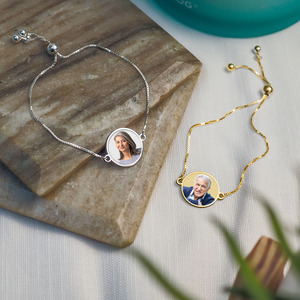 Memorial Adjustable Round Photo Engraved Bracelet