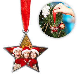 Stainless Steel Star Photo Engraved Ornament
