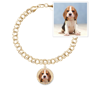 Photo Charm Bracelet w  1 Petite Round Picture Charm