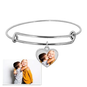 Expandable Photo Charm Heart Bracelet