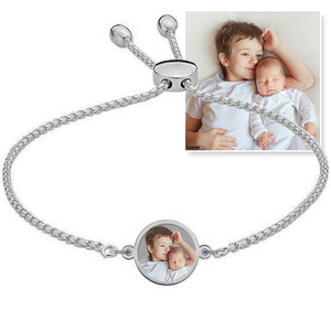Adjustable Round Photo Engraved Bracelet