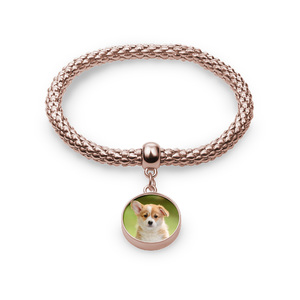 Round Photo Charm Stretch Bracelet