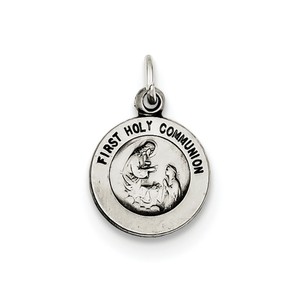 Sterling Silver Antiqued First Holy Communion Medal