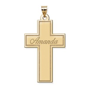 Personalized Cross with  Script Name  Etched