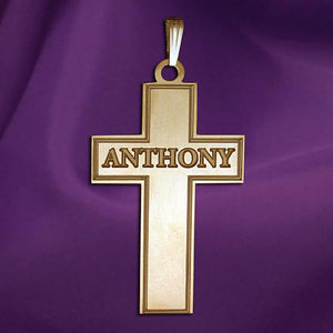 Personalized Cross with  Block Name  Etched
