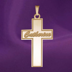 Personalized Cross with  Script Name  Etched