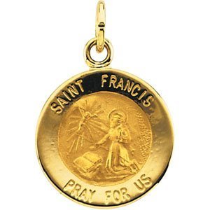 14K Gold Saint Francis Religious Medal