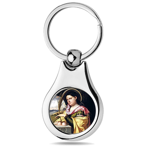 Stainless Steel Color Saint Agatha Keychain