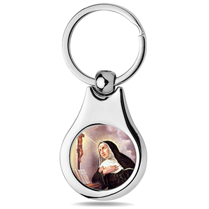 Stainless Steel Color Saint Rita Keychain