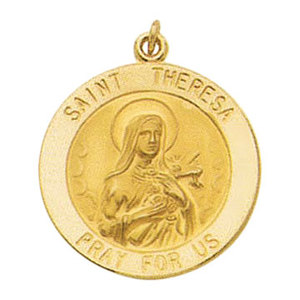 14K Gold Saint Theresa Religious Medal