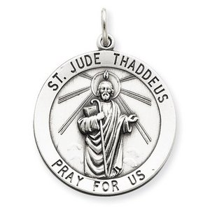 Sterling Silver Round Antiqued Saint Jude Medals