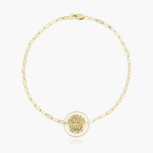 Round Saint Teresa of Avila with Open Border Paperclip Bracelet
