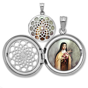 Saint Theresa Ornate Cut out Round Locket