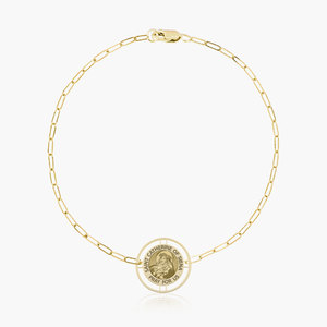 Round Saint Catherine of Siena with Open Border Paperclip Bracelet