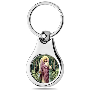 Stainless Steel Color Saint Raphael Keychain