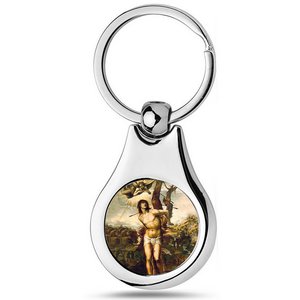 Stainless Steel Color Saint Sebastian Keychain
