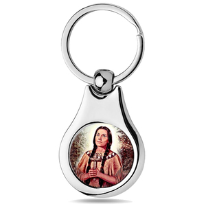 Stainless Steel Color Saint Kateri Tekakwitha Keychain