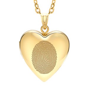 Yellow Gold Fingerprint Heart Locket