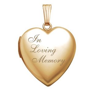 Yellow Gold In Loving Memory Heart Photo Locket