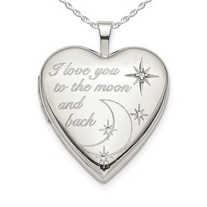  To The Moon   Back  Heart Photo Locket