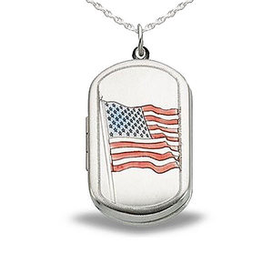 American Flag Dog Tag Photo Locket