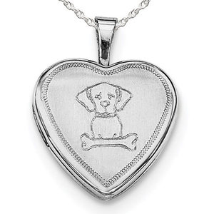 Dog With Bone Heart Photo Locket