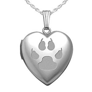Cats Paw Print Heart Photo Locket