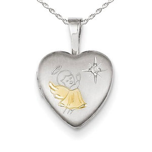 Gold plated   Diamond Angel Heart Photo Locket