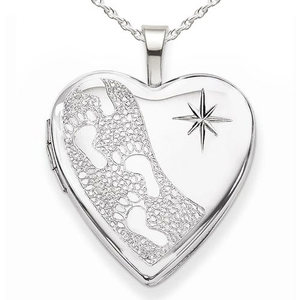 Footprints with Starburst Heart Photo Locket