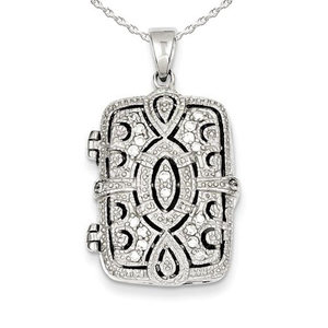 Cubic Zirconia Rectangle Photo Locket