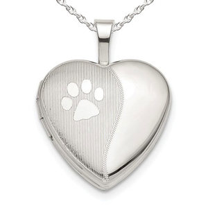 Polish and Satin Paw Print Heart Photo Locket