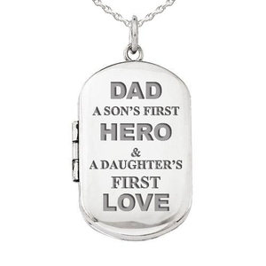 Dad Sons First Hero and Daughters First Love Dog Tag Photo Locket