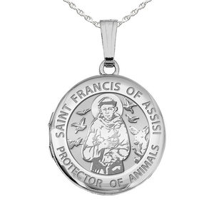 St  Francis Round Photo Locket