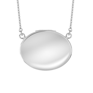 Sideways Plain Oval Photo Locket with Chain Included