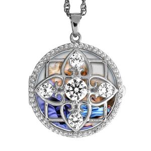 Round Photo Locket with Cubic Zirconias