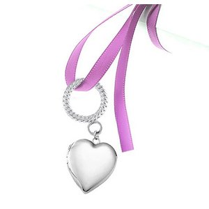 Wedding Bouquet Heart Photo Locket With Ribbon Loop
