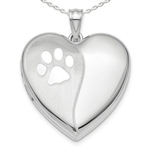 Polish and Satin Paw Print Heart Photo Locket