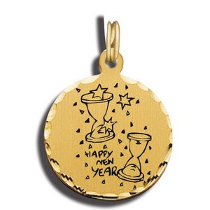 Happy New Year Charm Black   White