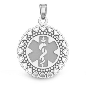 Sterling Silver Medical ID Round Charm or Pendant