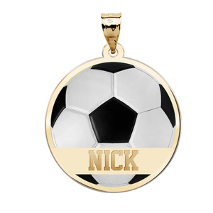 Color Enameled Soccer Pendant with Name