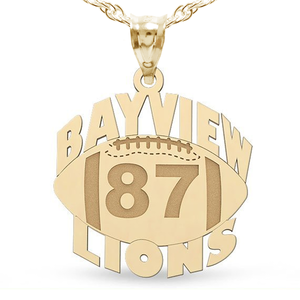 Custom Team Football Charm with Number