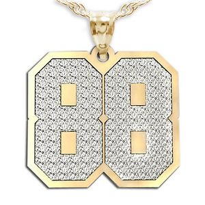 Jersey Hammered 2 Digit Number Charm or  Pendant