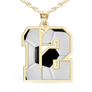 Color Enameled Soccer Number Charm or Pendant with 2 Digits