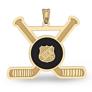 Color Enameled  Hockey Pendant with Name   Number