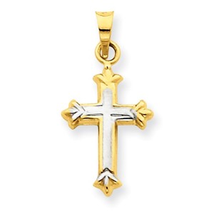 14k Yellow Gold Two Tone Children s Cross Pendant