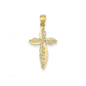 14k Scroll Design Cross Pendant